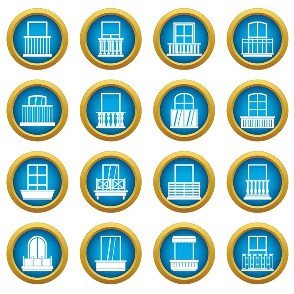 Pencere formları simgeler daire seti mavi