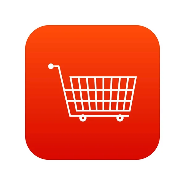 Gran vacío carro de supermercado icono digital rojo — Vector de stock