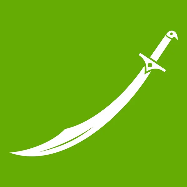 Scimitar zwaard pictogram groen — Stockvector