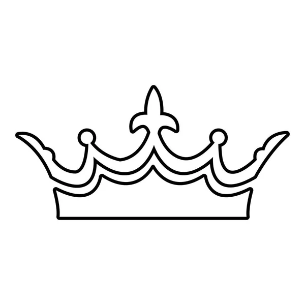 Icona della corona medievale, stile linea di contorno — Vettoriale Stock