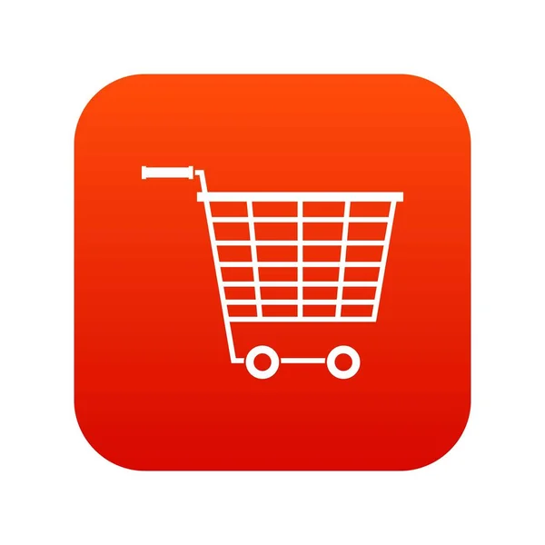 Empty supermarket cart with plastic handles icon digital red — Stock Vector