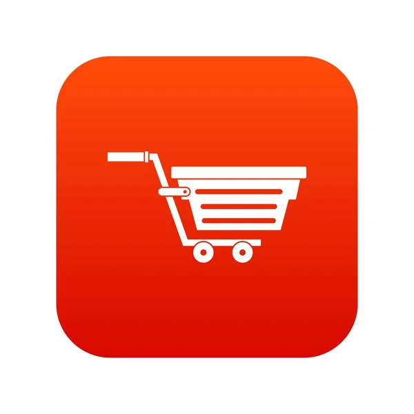 Cesta de la compra sobre ruedas icono digital rojo — Vector de stock