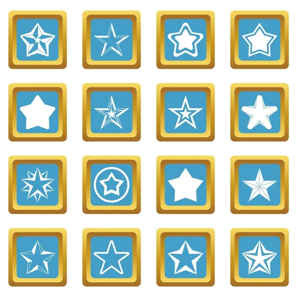 Estrella iconos azul — Vector de stock