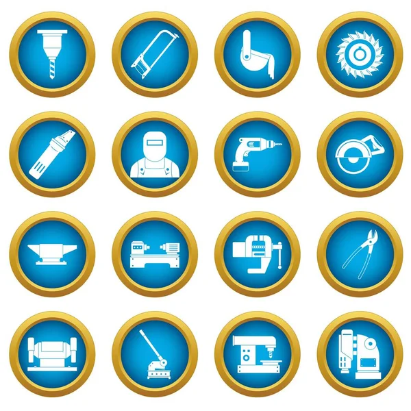 Metal simgeleri mavi daire küme işleme