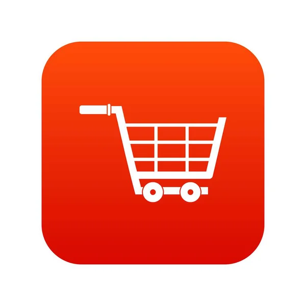 Grande ícone do carrinho de compras vermelho digital —  Vetores de Stock