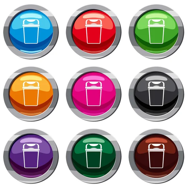 Trash can set 9 collection — Stockvector