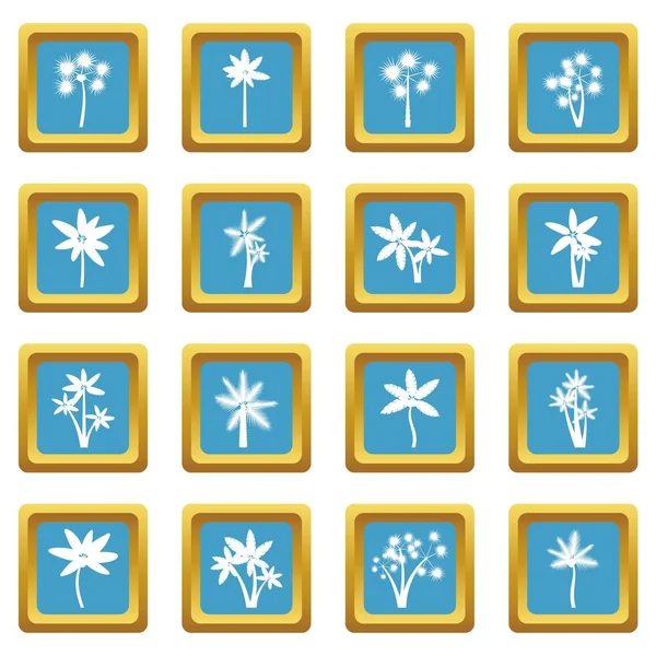 Palm tree icons azure — Stock Vector
