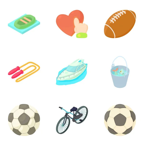 Bolas para juegos iconos conjunto, estilo de dibujos animados — Vector de stock