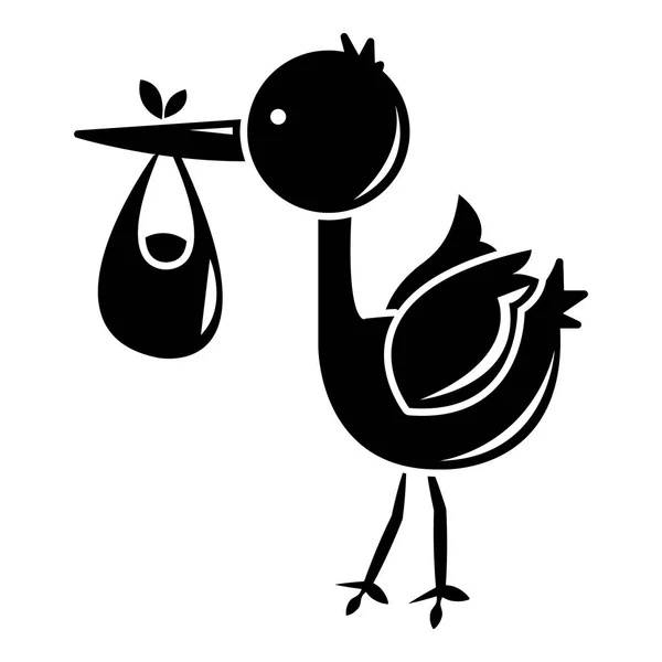 Icono de niño cigüeña, estilo negro simple — Vector de stock