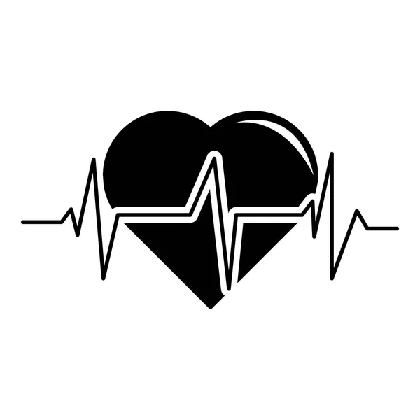 Значок пульсу серця, простий чорний стиль — стоковий вектор