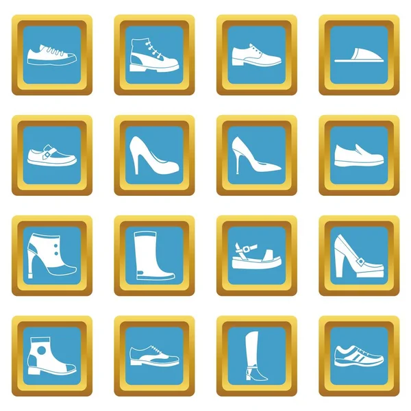 Icônes de chaussures azur — Image vectorielle