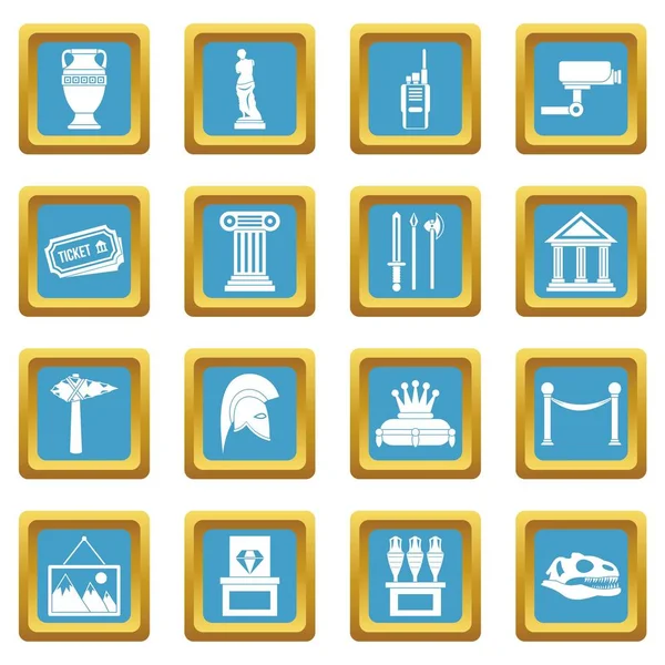 Iconos del museo azul — Vector de stock