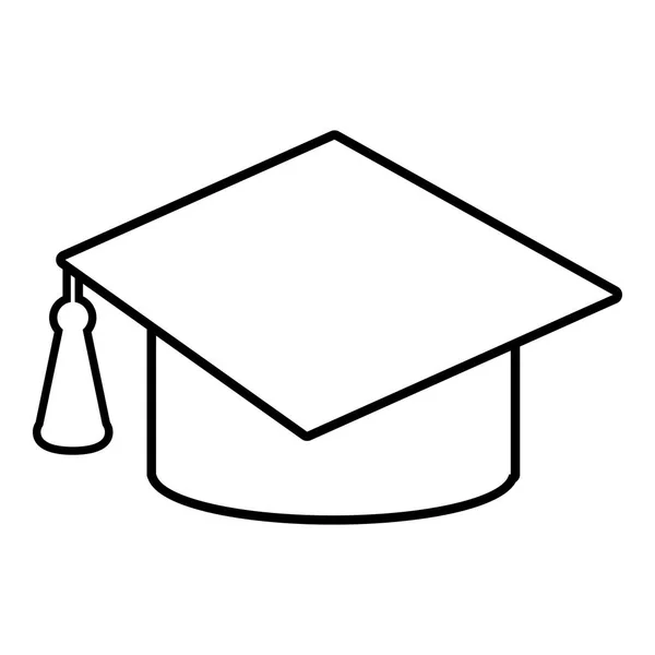 Icono de la tapa de graduación, estilo de línea de contorno — Vector de stock