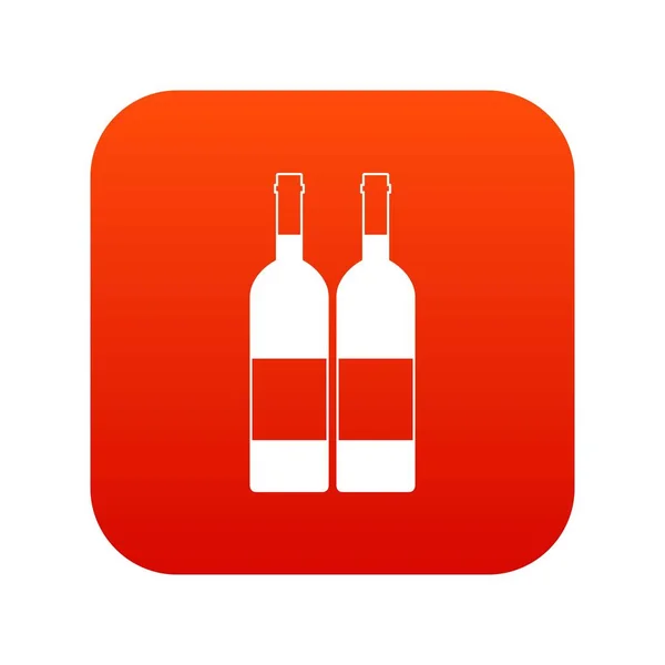 Zwei Flaschen Wein Symbol digital rot — Stockvektor