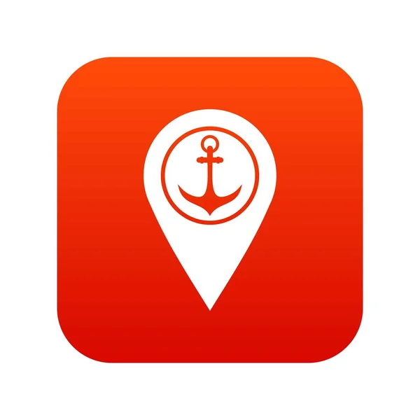 带有符号锚和港口地图指针图标数字红 — 图库矢量图片