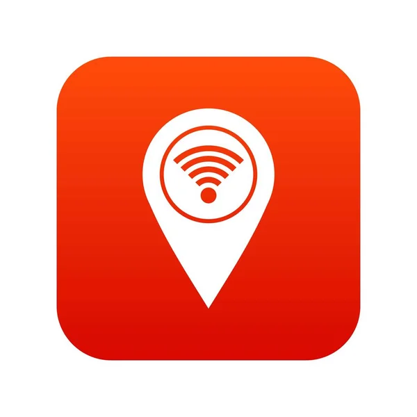 Mapa pin puntero con icono de símbolo wi fi rojo digital — Archivo Imágenes Vectoriales