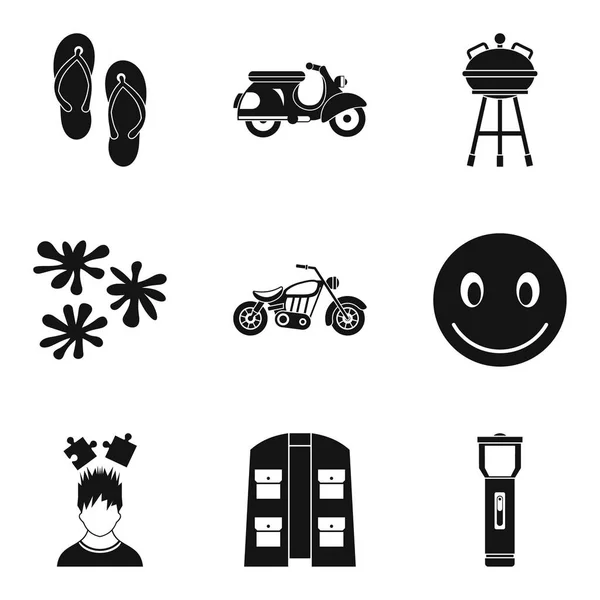 Conjunto de iconos de motocicleta, estilo simple — Archivo Imágenes Vectoriales