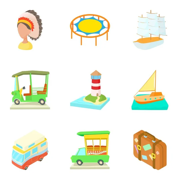 Conjunto de iconos de regata, estilo de dibujos animados — Vector de stock
