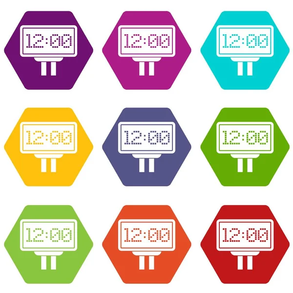 Conjunto de iconos de marcador hexaedro de color — Vector de stock