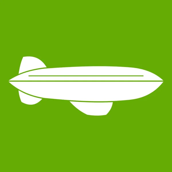 Blimp avión volando icono verde — Vector de stock