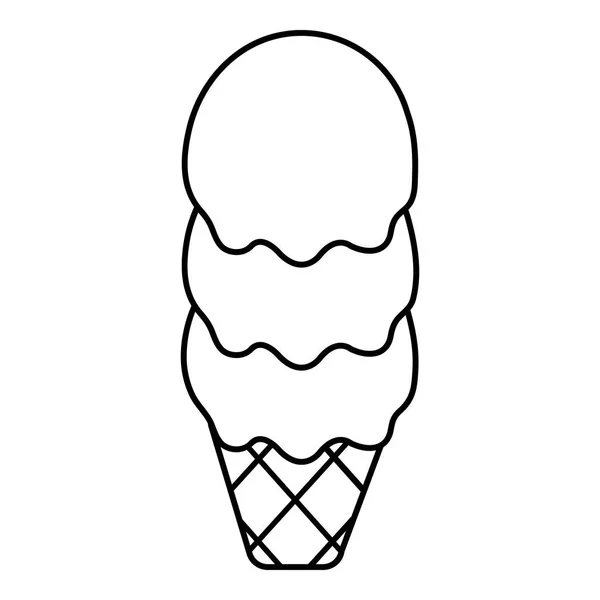 Значок мороженого с тремя шариками, стиль контура — стоковый вектор