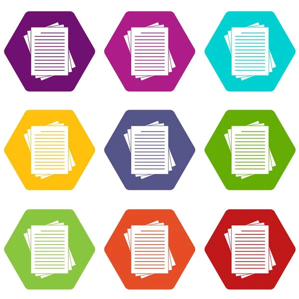 Renk altı yüzlü Vintage çizgili kağıtlar Icon set