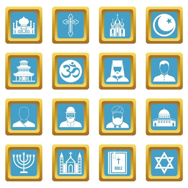 Religious symbol icons azure — Stock Vector