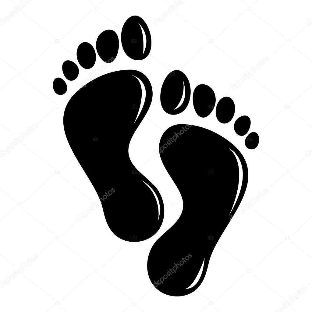 Footprints icon, simple black style