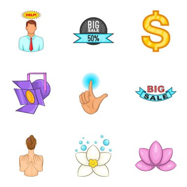 İndirim Icons set reklam, karikatür tarzı