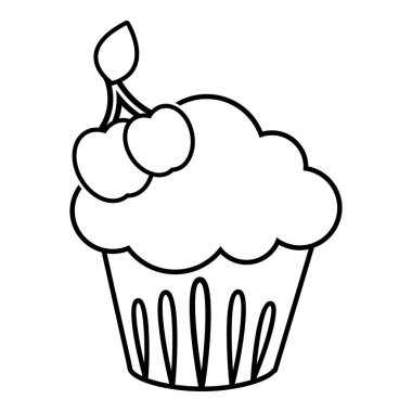 Kiraz kek simgesi, anahat çizgi stili