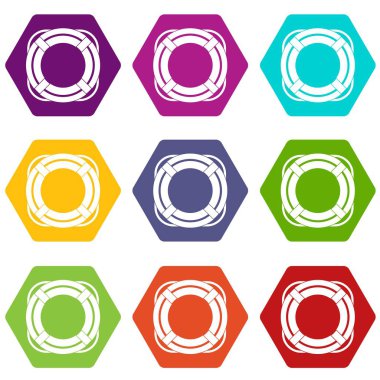 Renk altı yüzlü Lifebuoy Icon set