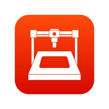 3D yazıcı simgesini dijital kırmızı