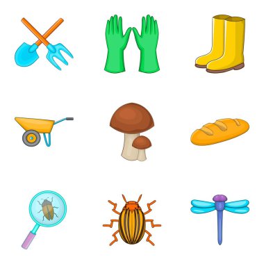 Araştırma böcekleri Icons set, karikatür tarzı