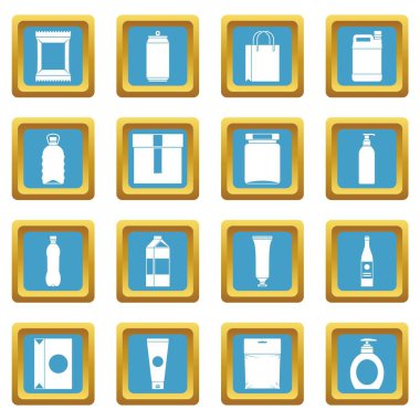 Ambalaj maddeleri simgeler gök mavisi