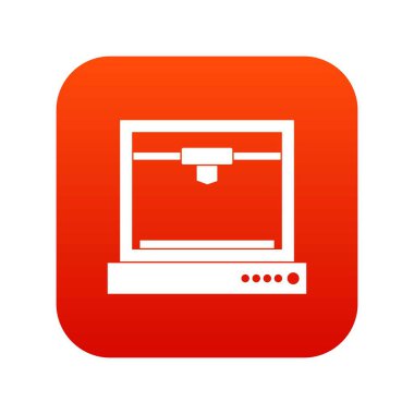 3D yazıcı modeli simgesi dijital kırmızı