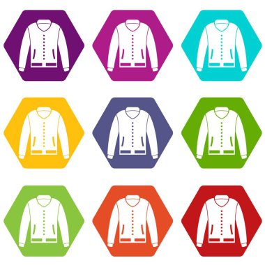 Renk altı yüzlü ceket Icon set