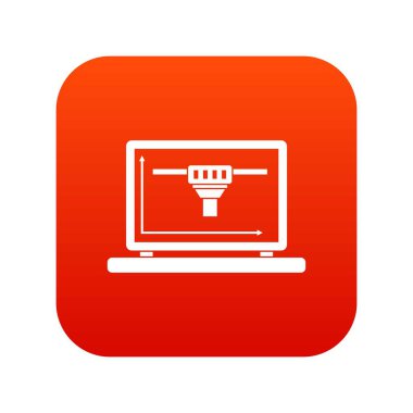 3d tasarım simgesi dijital kırmızı ile dizüstü bilgisayar