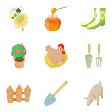 Çit Icons set, karikatür tarzı