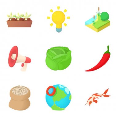 Sebze Icons set, karikatür tarzı teslim