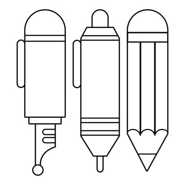 Kırtasiye Simge, anahat çizgi stili