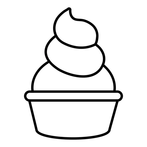 Crema icona cupcake, stile linea di contorno — Vettoriale Stock