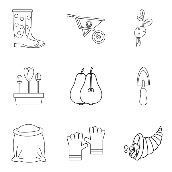 Set de iconos de bolsa, estilo de contorno — Vector de stock