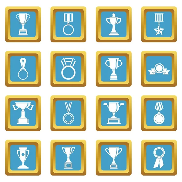 Iconos de trofeo azul — Vector de stock