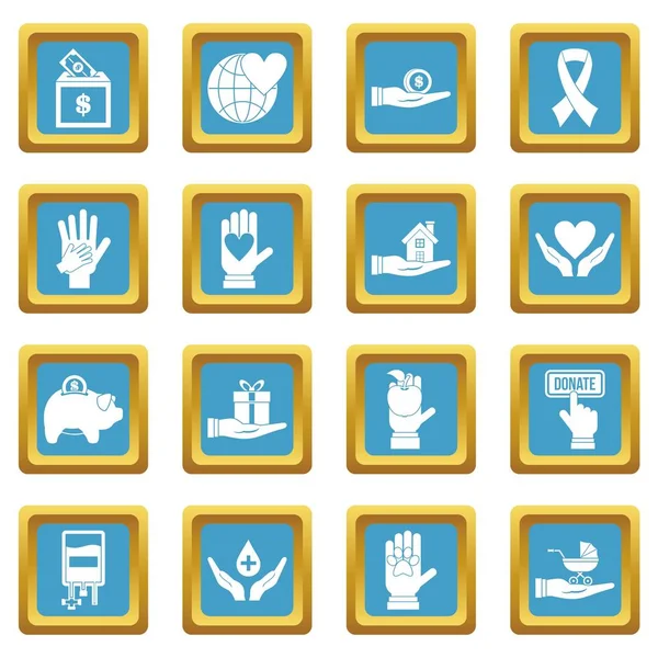 Charity icons azure — Stock Vector