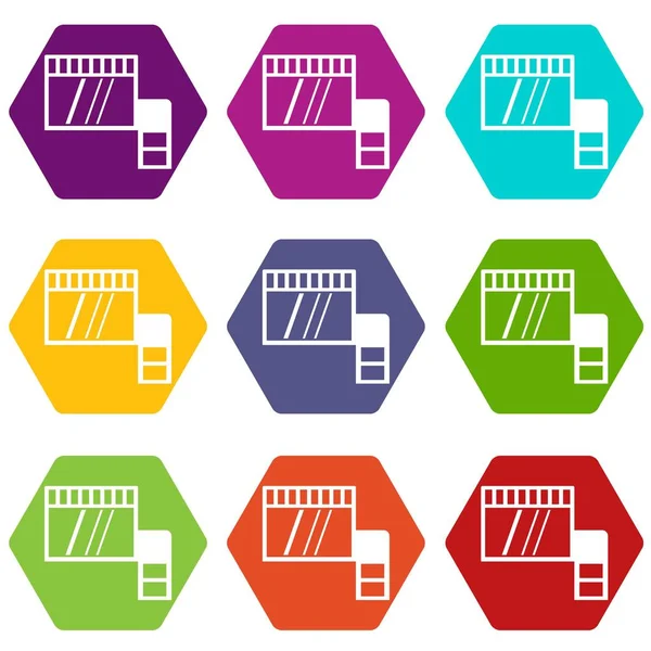 Memory card icon set color hexahedron — Stock Vector