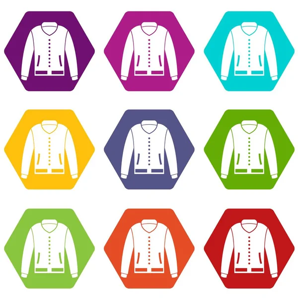 Jaqueta ícone conjunto cor hexaedro — Vetor de Stock
