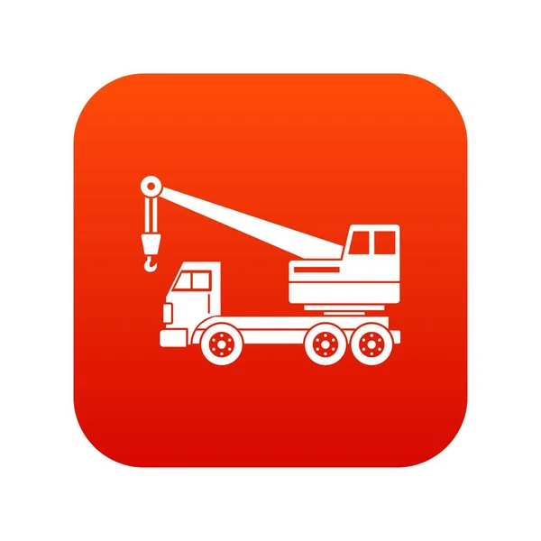 Camión grúa icono digital rojo — Vector de stock
