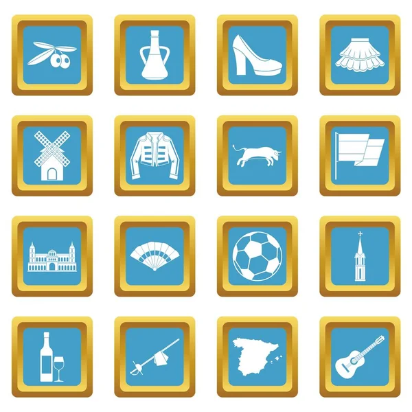 İspanya seyahat simgeler gök mavisi