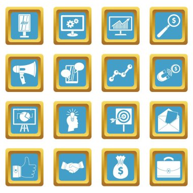 Pazarlama öğeleri simgeler gök mavisi