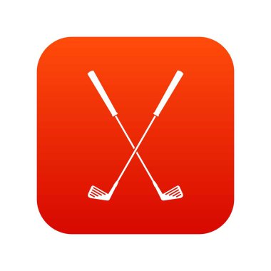 İki golf kulüpleri simgesi dijital kırmızı